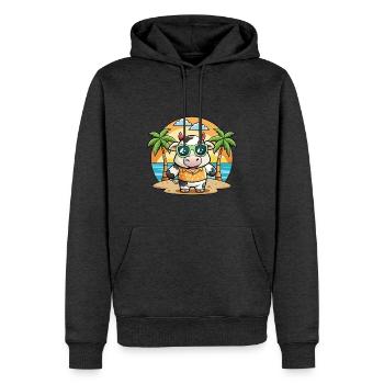 Kuh Lustige Cartoon Sommer Strand Sonnenbrille - Männer Premium Bio Hoodie - Anthrazit meliert - Vorne - Thijin (182cm)
