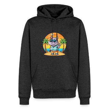 Rhino Lustige Cartoon Sommer Strand Sonnenbrille - Männer Premium Bio Hoodie - Anthrazit meliert - Vorne - Thijin (182cm)