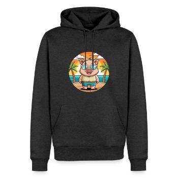 Cochon Drôle Dessin Animé Plage De Plage Lunettes - Sweat à capuche Premium bio Homme - anthracite chiné - Devant - Thijin (182cm)