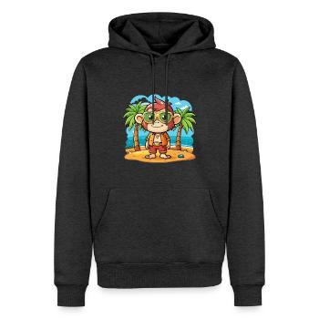 Lunettes de soleil de plage d’été de dessin animé drôle de singe - Sweat à capuche Premium bio Homme - anthracite chiné - Devant - Thijin (182cm)