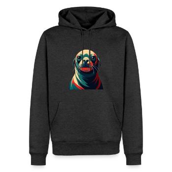 phoque dessin animé personnage animal de compagnie coloré - Sweat à capuche Premium bio Homme - anthracite chiné - Devant - Thijin (182cm)