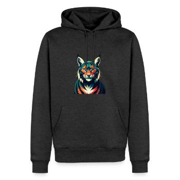 Luchs Zeichentrickfigur Buntes Haustier Tier - Männer Premium Bio Hoodie - Anthrazit meliert - Vorne - Thijin (182cm)