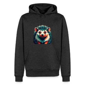 Hérisson Personnage De Dessin Animé Animal De Compagnie Coloré - Sweat à capuche Premium bio Homme - anthracite chiné - Devant - Thijin (182cm)