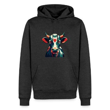 Kuh Cartoon Figur Buntes Haustier Tier - Männer Premium Bio Hoodie - Anthrazit meliert - Vorne - Thijin (182cm)