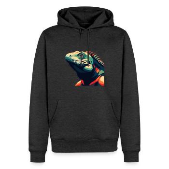 Leguan Cartoon Figur Buntes Haustier Tier - Männer Premium Bio Hoodie - Anthrazit meliert - Vorne - Thijin (182cm)