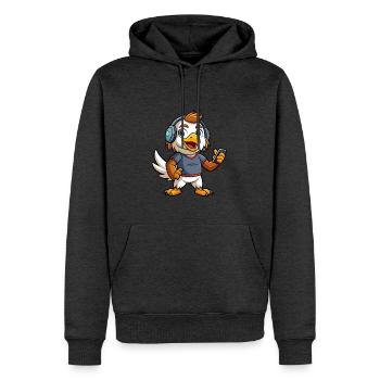 Adler Lustige Zeichentrickfigur Kopfhörer Musik - Männer Premium Bio Hoodie - Anthrazit meliert - Vorne - Thijin (182cm)