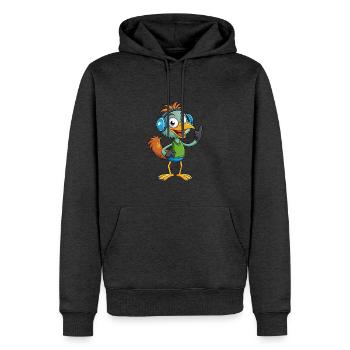 Emu Lustige Zeichentrickfigur Kopfhörermusik - Männer Premium Bio Hoodie - Anthrazit meliert - Vorne - Thijin (182cm)