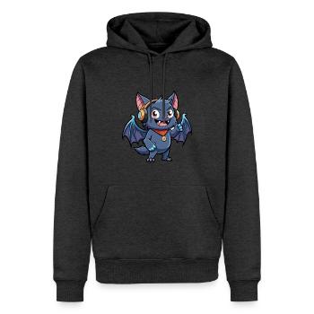 Fledermaus Lustige Zeichentrickfigur Kopfhörer Musik - Männer Premium Bio Hoodie - Anthrazit meliert - Vorne - Thijin (182cm)