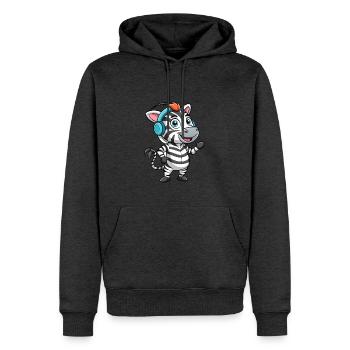 Zebra Lustige Zeichentrickfigur Kopfhörer Musik - Männer Premium Bio Hoodie - Anthrazit meliert - Vorne - Thijin (182cm)