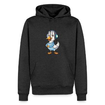 Gans Lustige Zeichentrickfigur Kopfhörer Musik - Männer Premium Bio Hoodie - Anthrazit meliert - Vorne - Thijin (182cm)