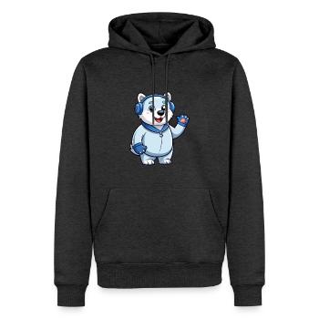 Polar Bear Funny Cartoon Character Headphone Music - Men’s Premium Organic Hoodie - heather anthracite - Front - Thijin (182cm)