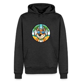 Volpino Italiano Hunderasse Cartoon Sonnenbrille Strand - Männer Premium Bio Hoodie - Anthrazit meliert - Vorne - Thijin (182cm)