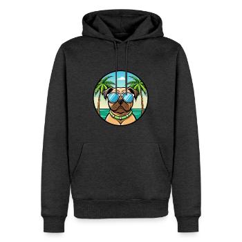 Mops Hund Rasse Cartoon Sonnenbrille Strand - Männer Premium Bio Hoodie - Anthrazit meliert - Vorne - Thijin (182cm)