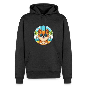 Poméranie Spitz allemand race de chien Cartoon Beach - Sweat à capuche Premium bio Homme - anthracite chiné - Devant - Thijin (182cm)