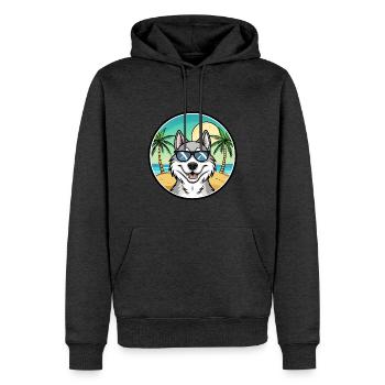 Nördliche Inuit Hunderasse Cartoon Sonnenbrille Strand - Männer Premium Bio Hoodie - Anthrazit meliert - Vorne - Thijin (182cm)
