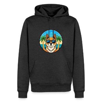Nordic Spitz Hunderasse Cartoon Sonnenbrille Strand - Männer Premium Bio Hoodie - Anthrazit meliert - Vorne - Thijin (182cm)