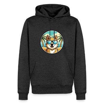 Deutscher Spitz Hund Rasse Cartoon Sonnenbrille Strand - Männer Premium Bio Hoodie - Anthrazit meliert - Vorne - Thijin (182cm)