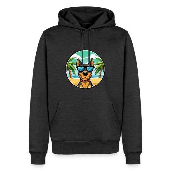 Deutscher Pinscher Hund Rasse Cartoon Sonnenbrille Strand - Männer Premium Bio Hoodie - Anthrazit meliert - Vorne - Thijin (182cm)