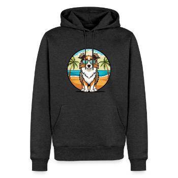 Englischer Schäferhund Hunderasse Cartoon Sonnenbrille Strand - Männer Premium Bio Hoodie - Anthrazit meliert - Vorne - Thijin (182cm)