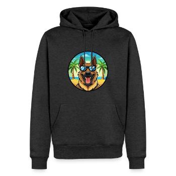 Berger d’Europe de l’Est Race Cartoon Beach - Sweat à capuche Premium bio Homme - anthracite chiné - Devant - Thijin (182cm)