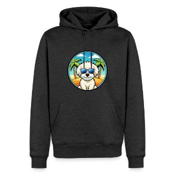 Bichon frisé race de chien dessin animé lunettes de soleil plage - Sweat à capuche Premium bio Homme - anthracite chiné - Devant - Thijin (182cm)