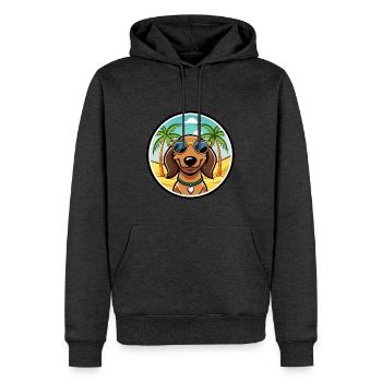 Teckel de Westphalie Race De Chien Dessin Animé Plage - Sweat à capuche Premium bio Homme - anthracite chiné - Devant - Thijin (182cm)
