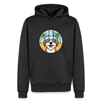 Tibetan Terrier Dog Breed Cartoon Sunglasses Beach - Men’s Premium Organic Hoodie - heather anthracite - Front - Thijin (182cm)