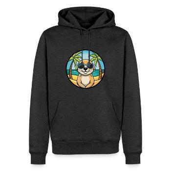 Seskar phoque chien race dessin animé lunettes de soleil plage - Sweat à capuche Premium bio Homme - anthracite chiné - Devant - Thijin (182cm)