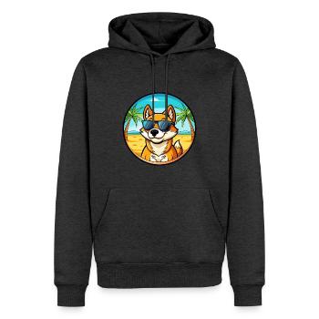 Lunettes de soleil de dessin animé de race de chien chantant de Nouvelle-Guinée - Sweat à capuche Premium bio Homme - anthracite chiné - Devant - Thijin (182cm)