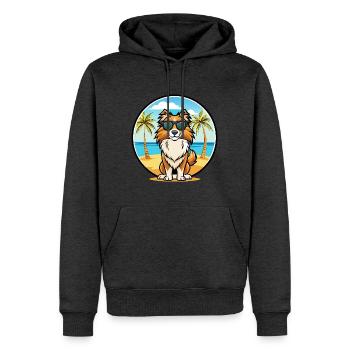 Englischer Schäferhund Hunderasse Cartoon Sonnenbrille Strand - Männer Premium Bio Hoodie - Anthrazit meliert - Vorne - Thijin (182cm)