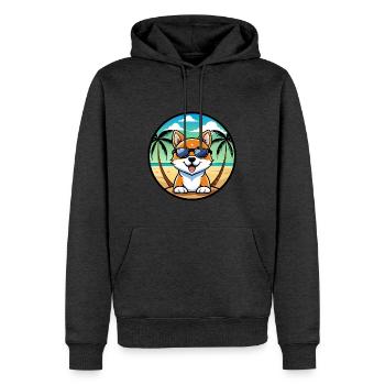 Hokkaido Hunderasse Cartoon Sonnenbrille Strand - Männer Premium Bio Hoodie - Anthrazit meliert - Vorne - Thijin (182cm)