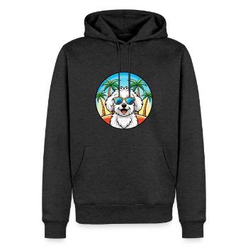 Bichon frisé race de chien dessin animé lunettes de soleil plage - Sweat à capuche Premium bio Homme - anthracite chiné - Devant - Thijin (182cm)