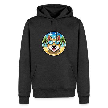 Aidi Hunderasse Cartoon Sonnenbrille Strand - Männer Premium Bio Hoodie - Anthrazit meliert - Vorne - Thijin (182cm)