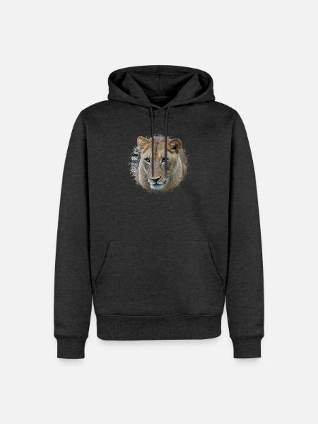 Löwin - Männer Premium Bio Hoodie - Anthrazit meliert