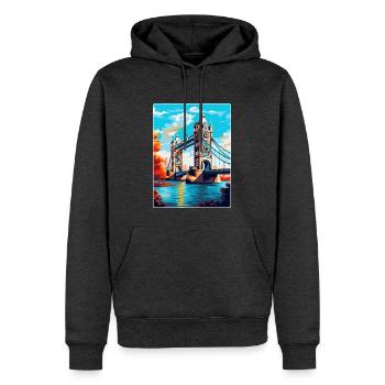 Tower Bridge England Uk Reise Poster Souvenir WPA - Männer Premium Bio Hoodie - Anthrazit meliert - Vorne - Thijin (182cm)