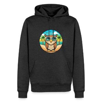 Eule Lustige Cartoon Sommer Strand Sonnenbrille Aufkleber - Männer Premium Bio Hoodie - Anthrazit meliert - Vorne - Thijin (182cm)