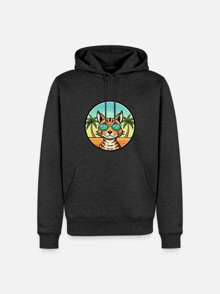 Ocicat Breed Cartoon Sunglasses Beach - Men’s Premium Organic Hoodie - heather anthracite