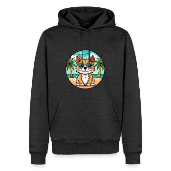 Lunettes de soleil de dessin animé de race de chat à poil long allemand plage - Sweat à capuche Premium bio Homme - anthracite chiné - Devant - Thijin (182cm)