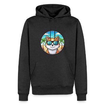 Lunettes de soleil de dessin animé de race de chat calicot dilué plage - Sweat à capuche Premium bio Homme - anthracite chiné - Devant - Thijin (182cm)
