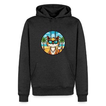 Somali Katzenrasse Cartoon Sonnenbrille Strand - Männer Premium Bio Hoodie - Anthrazit meliert - Vorne - Thijin (182cm)