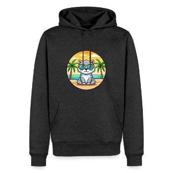 Schottische Falte Katzenrasse Cartoon Sonnenbrille Strand - Männer Premium Bio Hoodie - Anthrazit meliert - Vorne - Thijin (182cm)