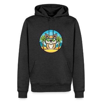 Lunettes de soleil de dessin animé de race de chat à poil long allemand plage - Sweat à capuche Premium bio Homme - anthracite chiné - Devant - Thijin (182cm)