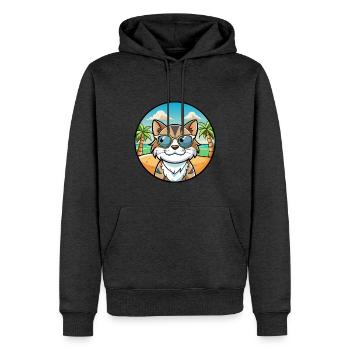 Lunettes de soleil de dessin animé de race de chat calicot dilué plage - Sweat à capuche Premium bio Homme - anthracite chiné - Devant - Thijin (182cm)