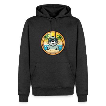 Siegel Lustige Cartoon Sommer Strand Sonnenbrille Aufkleber - Männer Premium Bio Hoodie - Anthrazit meliert - Vorne - Thijin (182cm)