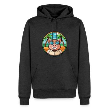 Schwein lustige Cartoon Sommer Strand Sonnenbrille Aufkleber - Männer Premium Bio Hoodie - Anthrazit meliert - Vorne - Thijin (182cm)