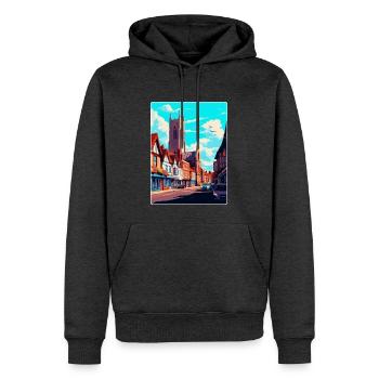 Hereford, England, Vereinigtes Königreich, Vintage, Reiseposter, Souvenir - Männer Premium Bio Hoodie - Anthrazit meliert - Vorne - Thijin (182cm)