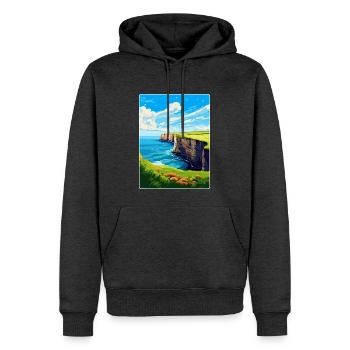 Bempton Cliffs England Uk Vintage Reiseposter - Männer Premium Bio Hoodie - Anthrazit meliert - Vorne - Thijin (182cm)