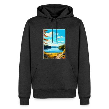 Parc forestier aquatique de Kielder, Angleterre, Royaume-Uni, Affiche de voyage - Sweat à capuche Premium bio Homme - anthracite chiné - Devant - Thijin (182cm)