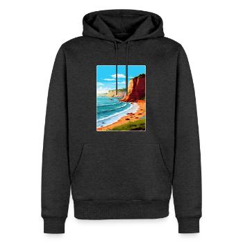 Torquay Cliffs England Uk Vintage Reiseposter - Männer Premium Bio Hoodie - Anthrazit meliert - Vorne - Thijin (182cm)