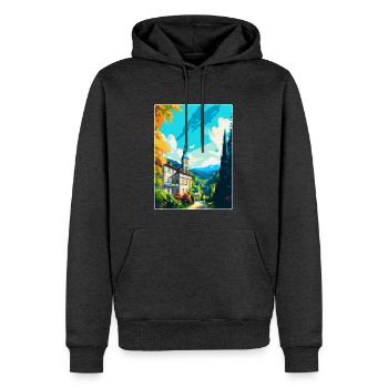 Baden Baden Allemagne Affiche de voyage vintage souvenir - Sweat à capuche Premium bio Homme - anthracite chiné - Devant - Thijin (182cm)